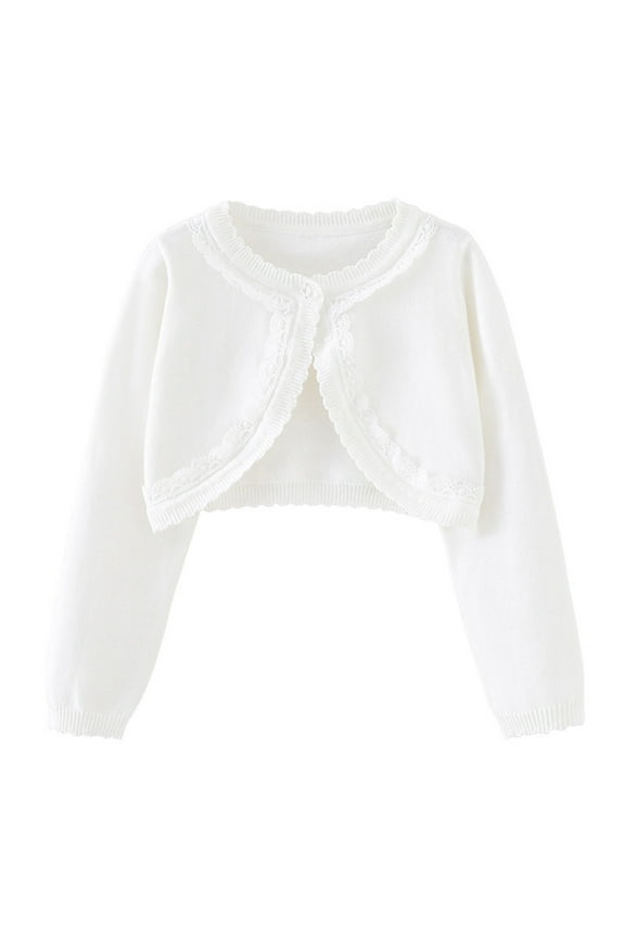 Fesfesfes Teen Girls Cardigan Sweaters Size 18 Months-14 Years Comfortable Solid Color Long Sleeve Button-Up Knitted Sweaters Spring and Fall Cute Clothes