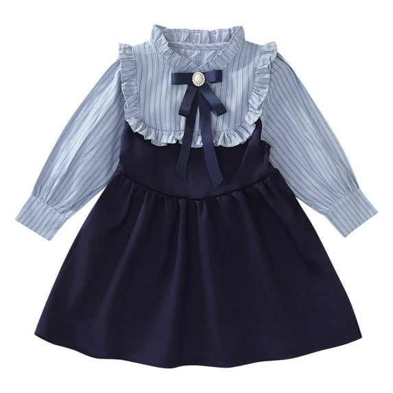 Fesfesfes Toddler Girls Long Sleeve Dress Fall Autuman Cotton Casual Floal Jersey Shirt Dresses