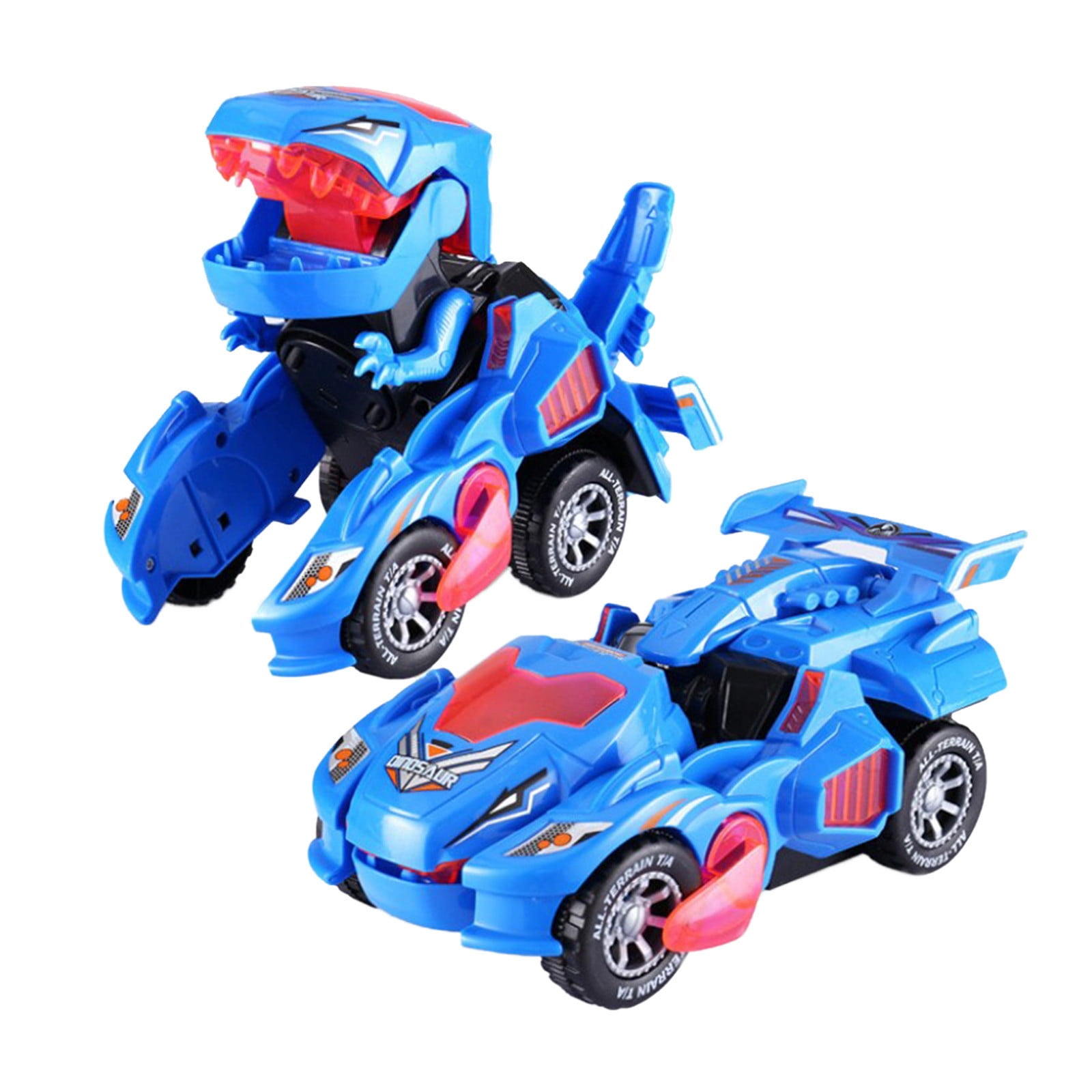 Mikilon Transforming Dinosaur Car With Led Light Music 2 In 1 Automatic Transform Dinosaur 3836