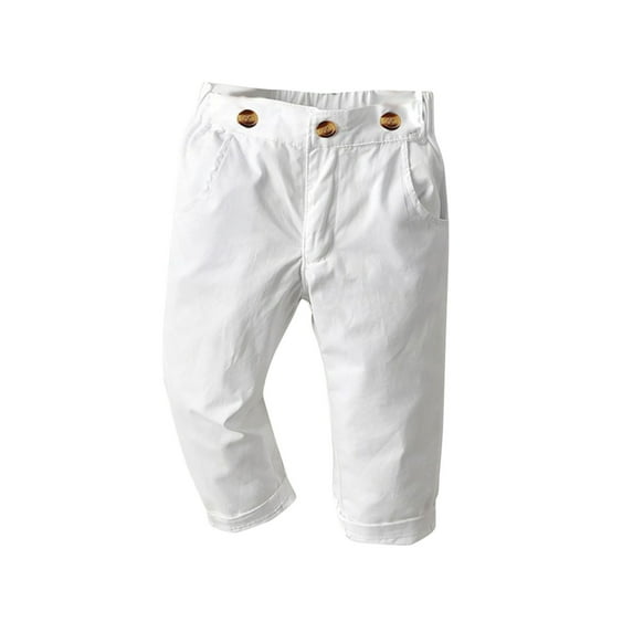 Mikilon Uniform Suit Trousers for Boys Size 6 Months-7 Years Solid Color Elastic Waist Baggy Pants Casual Comfortable Long Pants