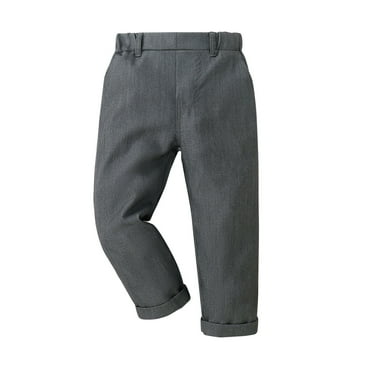 Mikilon Uniform Suit Trousers for Boys Size 6 Months-7 Years Solid Color Elastic Waist Baggy Pants Casual Comfortable Long Pants
