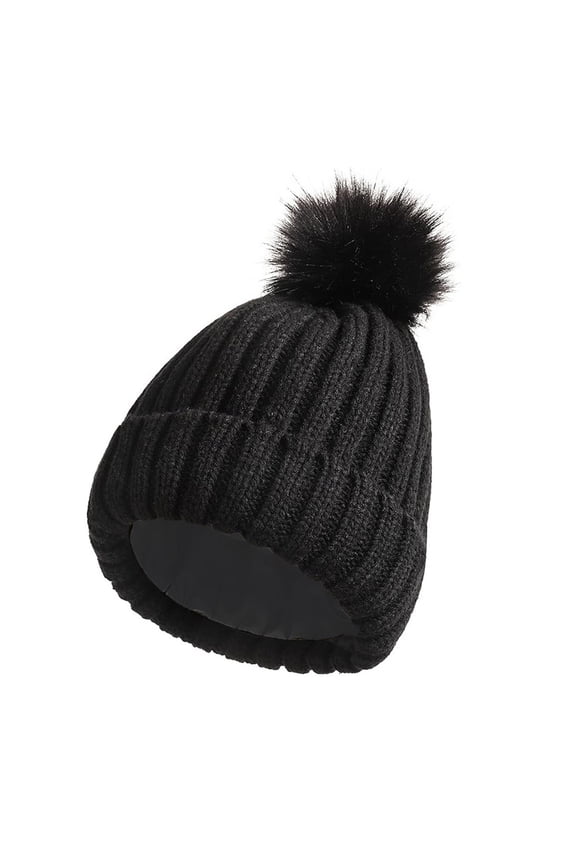Unisex Puffball Knitted Plus Velvet Hats Functional Versatile Thicken Skiing Hats Outdoor Warm Hats