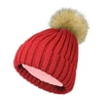 thumbnail image 1 of Mikilon Unisex Puffball Knitted Plus Velvet Hats Functional Versatile Thicken Skiing Hats Outdoor Warm Hats, 1 of 2