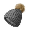 thumbnail image 1 of Fesfesfes Unisex Puffball Knitted Plus Velvet Hats Functional Versatile Thicken Skiing Hats Outdoor Warm Hats, 1 of 2