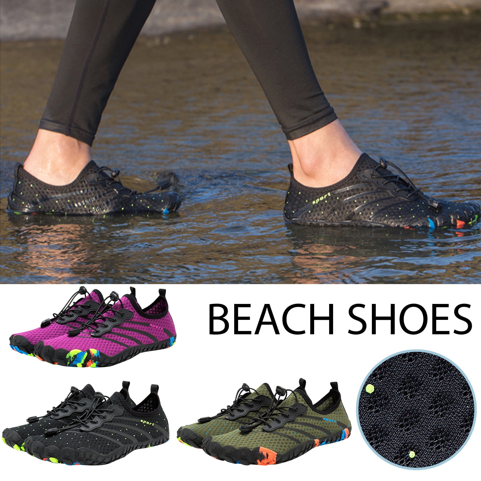 Water Shoes Mens Women Barefoot Shoes Quick Dry Aqua Outdoor Sports For Swim Pool Beach Surf Walk Water Yoga River Lake Hiking Kayaking - Tamaño 7.5 Women/6.5 Men - Color Grey | Guatemala