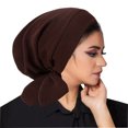 thumbnail image 1 of Fesfesfes Wavy Women's Hat Solid Color Crystal Linen Long Tail Headscarf Cap Comfortable Warm Hats, 1 of 2