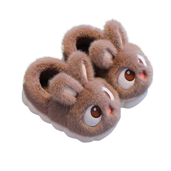 Mikilon Winter Children Add Plush Slippers Cute Non-slip Keep Warm Home Cotton Slippers(Size 0-14 Years)