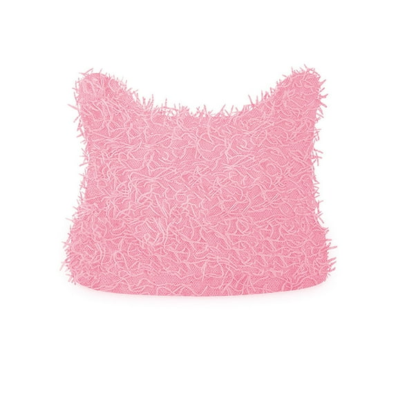 Mikilon Winter Knitted Cute Ornamental Ears Hats Fashion Comfortable Solid Color Hats Plus Velvet and Thicken Warm Hats