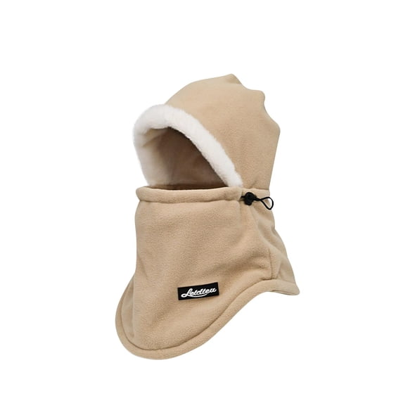 Mikilon Winter Plus Velvet and Thicken Hats for Women and Men Solid Color Face Ear-Protection in One Hats Outdoor Thermal Hats