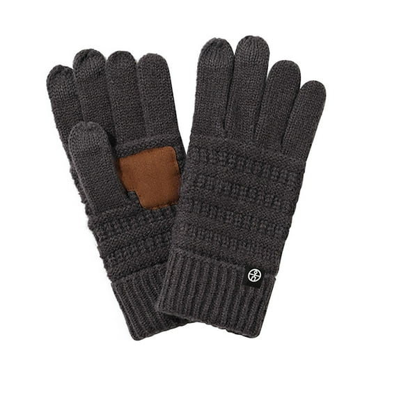 Fesfesfes Winter Slip Knitted Gloves Warm Outdoor Windproof Woolen Gloves Cycling Thick Five Finger Screen Gloves