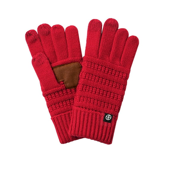 Fesfesfes Winter Slip Knitted Gloves Warm Outdoor Windproof Woolen Gloves Cycling Thick Five Finger Screen Gloves