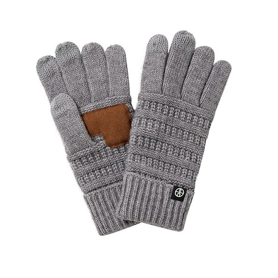 Fesfesfes Winter Slip Knitted Gloves Warm Outdoor Windproof Woolen Gloves Cycling Thick Five Finger Screen Gloves
