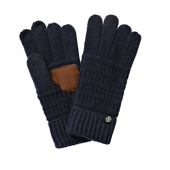 Fesfesfes Winter Slip Knitted Gloves Warm Outdoor Windproof Woolen Gloves Cycling Thick Five Finger Screen Gloves