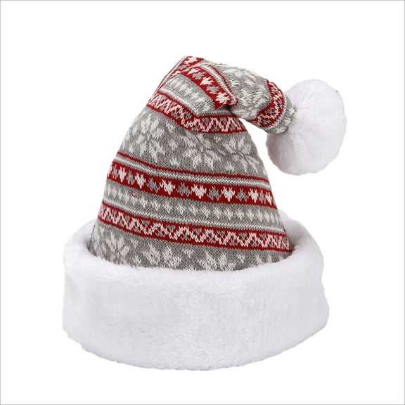 Fesfesfes Winter Snowflakes Printed Santa Claus Hat Holiday Party Decoration Hat Patchwork Color Ornamental Snow Men Hats