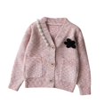 thumbnail image 1 of Mikilon Winter Sweaters for Girls Size 5-11 Years Solid Color Graphic Long Sleeve Button-Up Cardigan Sweaters Fall and Winter Thermal Knitted Sweaters, 1 of 7