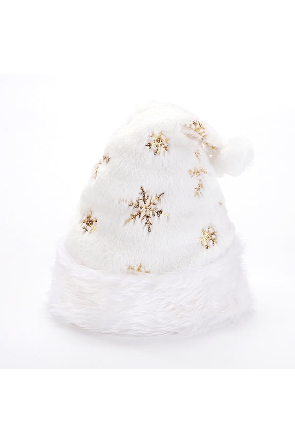 Mikilon Winter White Santa Claus Thicken Hat Holiday Party Decoration Hat Patchwork Color Ornamental Snow Men Hats