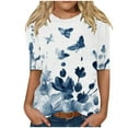 thumbnail image 1 of Mikilon Women 1/2 Sleeves Casual Shirts Pullover Loose Tops Floral Print Blouses, 1 of 5