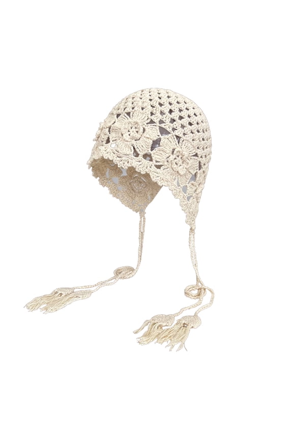 Mikilon Women Cutout Knitted Hats Comfortable Versatile Breathable Hats Fashion Fringe Hats