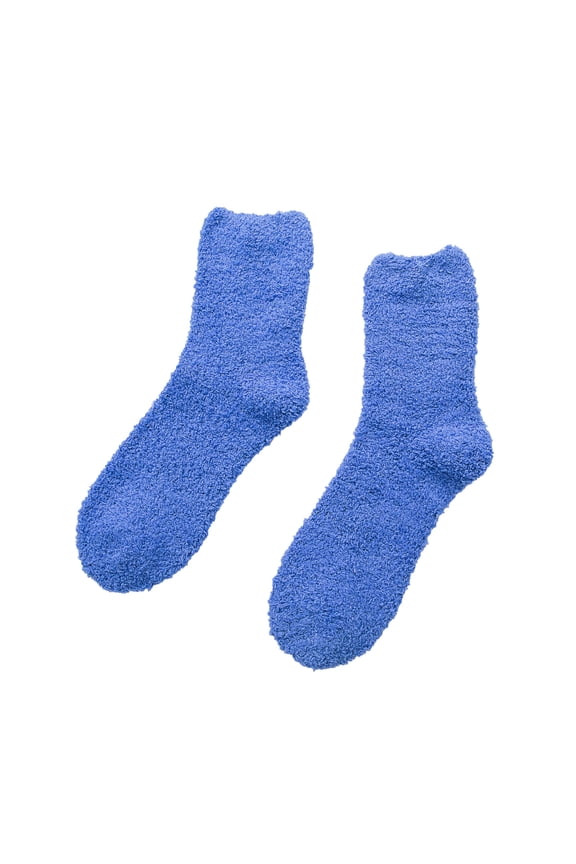 Mikilon Women Flannel Thicken Sleeping Socks Solid Color Middle Tube Warm Socks