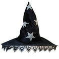 thumbnail image 1 of Mikilon Women Halloween Black Witch Hats Starts Print Peaked Hats Fashion Lace Party/Performance Hats, 1 of 4