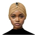 thumbnail image 1 of Mikilon Women New Elastic Neck Caps Solid Color Fringe Hats Indian Style Gemstone Decoration Hat, 1 of 5