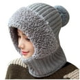 thumbnail image 1 of Mikilon Women Pom-Pom Knitted Hats Solid Color Protective Warm Hats Comfortable Thicken Hats, 1 of 3
