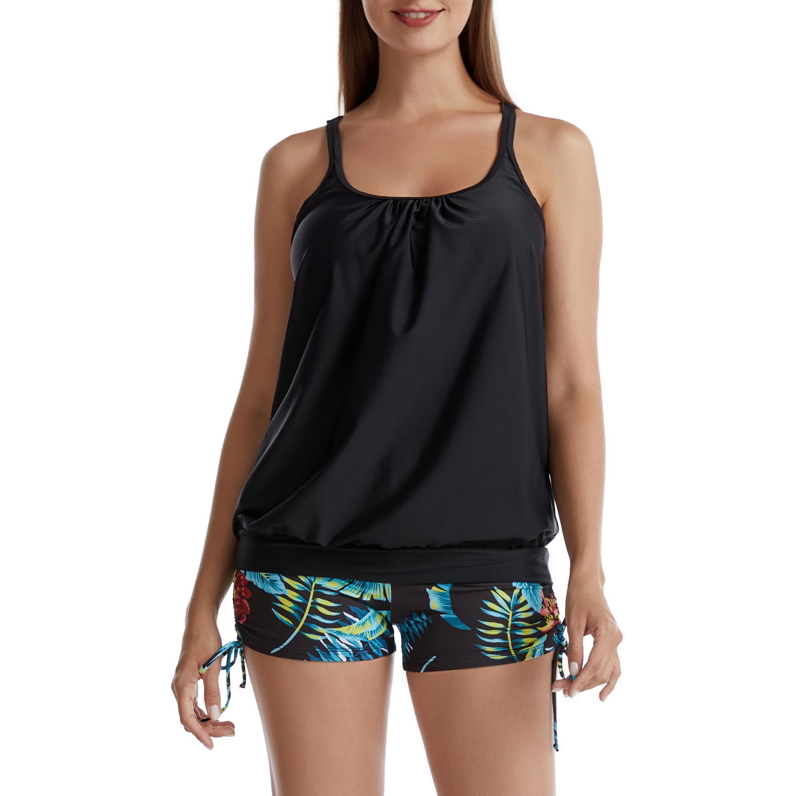 Mikilon Women Twopiece Swimsuit Women's Swimming Top With Shorts Loose