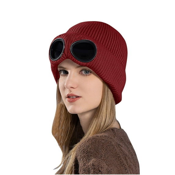 Fesfesfes Women Winter Knitted Hat Plus Velvet and Thickem Ski Hats Outdoorsy Comfortable Wram Hats
