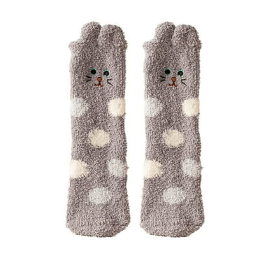 Mikilon Women's Coral Velvet Socks Lovely Animation Printing Thickening Warm Fluff Socks