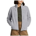 thumbnail image 1 of Mikilon Women's Long Sleeve Fleece Jackets Zipper Solid Color Pocket Plus Velvet Warm Coat, 1 of 3