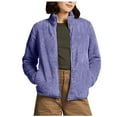 thumbnail image 1 of Mikilon Women's Long Sleeve Fleece Jackets Zipper Solid Color Pocket Plus Velvet Warm Coat, 1 of 4
