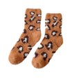 thumbnail image 1 of Mikilon Women's Mid Length Socks Leopard Print Thermal Socks Half Fleece Coral Fleece Thickened Warm Sleeping Socks, 1 of 4