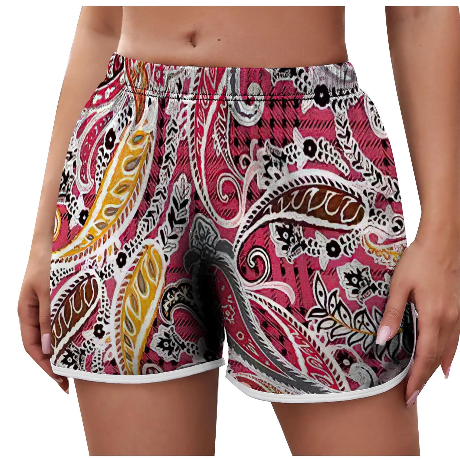 Mikilon Women's Summer Casual Printed Beach Shorts Womens Sport Shorts