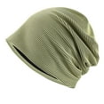 thumbnail image 1 of Mikilon Women's Winter Solid Color Stripe Hats Fashion Knitted Pile Hats Comfortable Ears-Protection Hats, 1 of 2