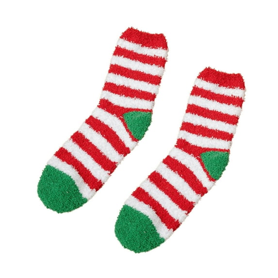 Fesfesfes Women's Xmas Patchwork Color Warm Socks Thicken Warm Sleeping Socks Winter Flannel Socks Can Be as Gift Bags