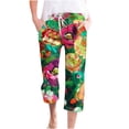 thumbnail image 1 of Mikilon Womens Casual Floral Elastic Waist Pants Loose Straight Leg Pants Wide Leg Trousers With Pocket, 1 of 4