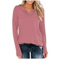 thumbnail image 1 of Mikilon Womens Casual Sweatshirts Henley Button Up Long Sleeve Tunic Tops, 1 of 7