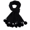 thumbnail image 1 of Mikilon Womens Scarf Winter Solid Color Velvet Thicken Warm Scarf Outdoor Fashion Puffball Decoration Fringe Scarf, 1 of 4
