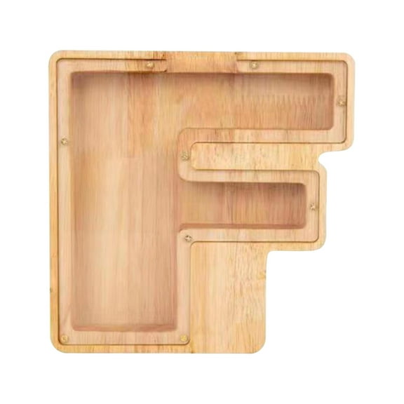 Elainilye Wooden Letter Bank, 26 Letters Wooden Letter Alphabet Money Bank for Boys Girls, Transparent Coin Bank for Toddlers Kids Adults Birthday Christmas Gift and Home Decor