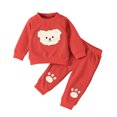 thumbnail image 1 of Mikilon Xmas Kids Homewear Sets Size 3-18 Months Cute Bear Printed Round Neck Tops Casual Comfortable Elastic Waist Pants Thermal Clothing Sets, 1 of 8