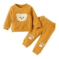 thumbnail image 1 of Mikilon Xmas Kids Loungewear Sets Size 3-18 Months Cute Bear Printed Round Neck Tops Casual Comfortable Elastic Waist Pants Thermal Clothing Sets, 1 of 8