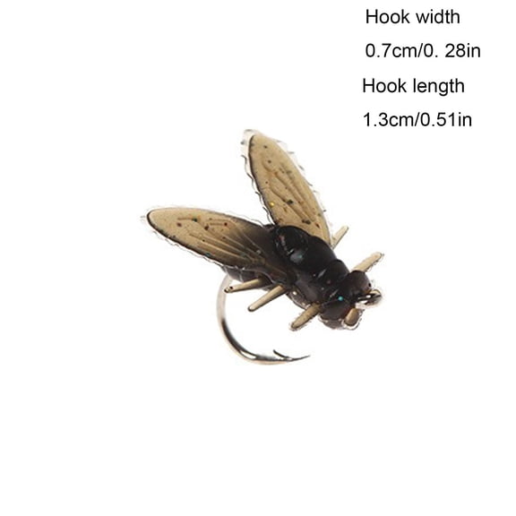 Mikilon fishing gear, fishing lures fishing baits, Fly Fishing Bait 30PCS 2024 New Fly Hook Soft Bait Add Fish Attractant Fishing Gear, Brown