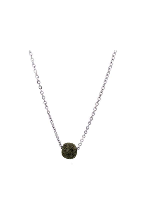 Dwarf Aromatherapy Jewelry Lava Stone Diffuser Necklace DarkGreen Unisex Stainless Steel