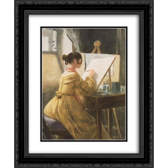 Miklos Barabas 2x Matted 20x24 Black Ornate Framed Art Print 'In the Atelier (Roza Teleki)'