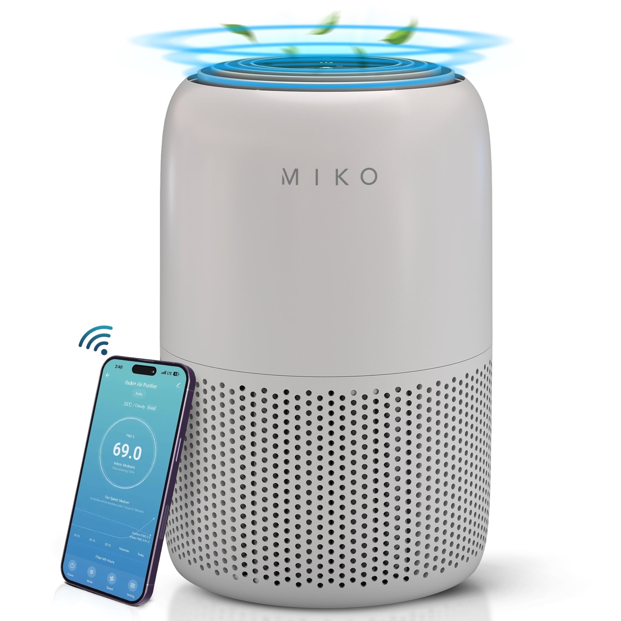 Miko Air Purifier for Large Room up to 770 Sqft - H13 True HEPA Air Cleaner for Pet Hair, Odors, Dust, Pollen for Home