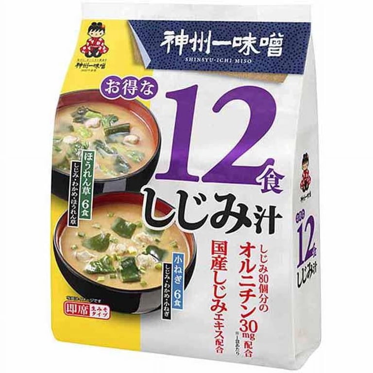 Miko Brand Japanese Instant Miso Soup, Otokuna 12 Shoku Shijimi