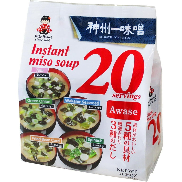 Miko Brand Miso Soup, Awase Flavor, 20 Pack, Tofu, Wakame, Fried