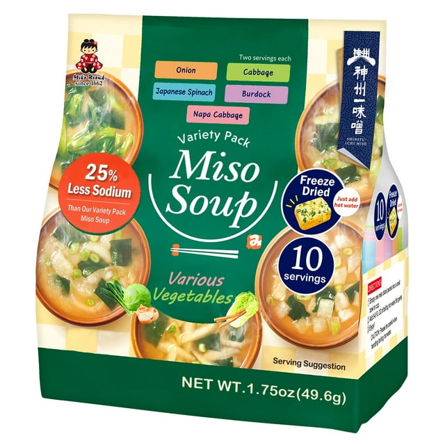 Miko Brand Variety Pack Instant Miso Soup 25% Less Sodium 10 Servings 1 ...