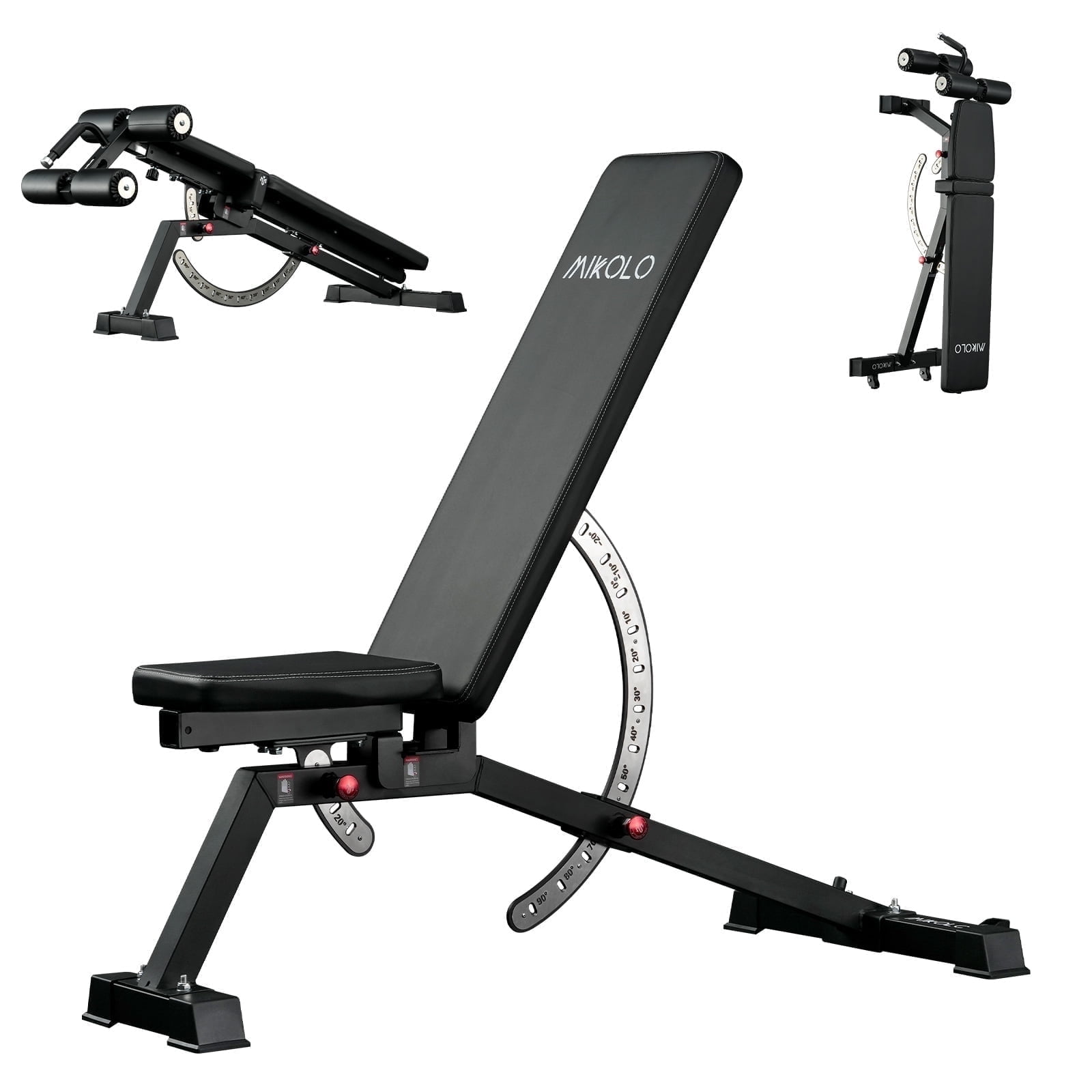 Mikolo 15-Position FID Adjustable Weight Bench, Adjustable Workout Bench with 1200LBS Weight Capacity, Vertical Storage Space-Saving Exercise Bench with Detachable Leg Supportfor Home Gym