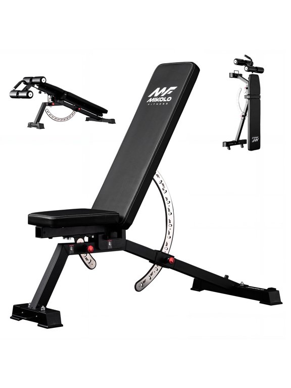 15-Position FID Adjustable Weight Bench, Adjustable Workout Bench with 1200LBS Weight Capacity, Vertical Storage Space-Saving Exercise Bench with Detachable Leg Support for Home Gym